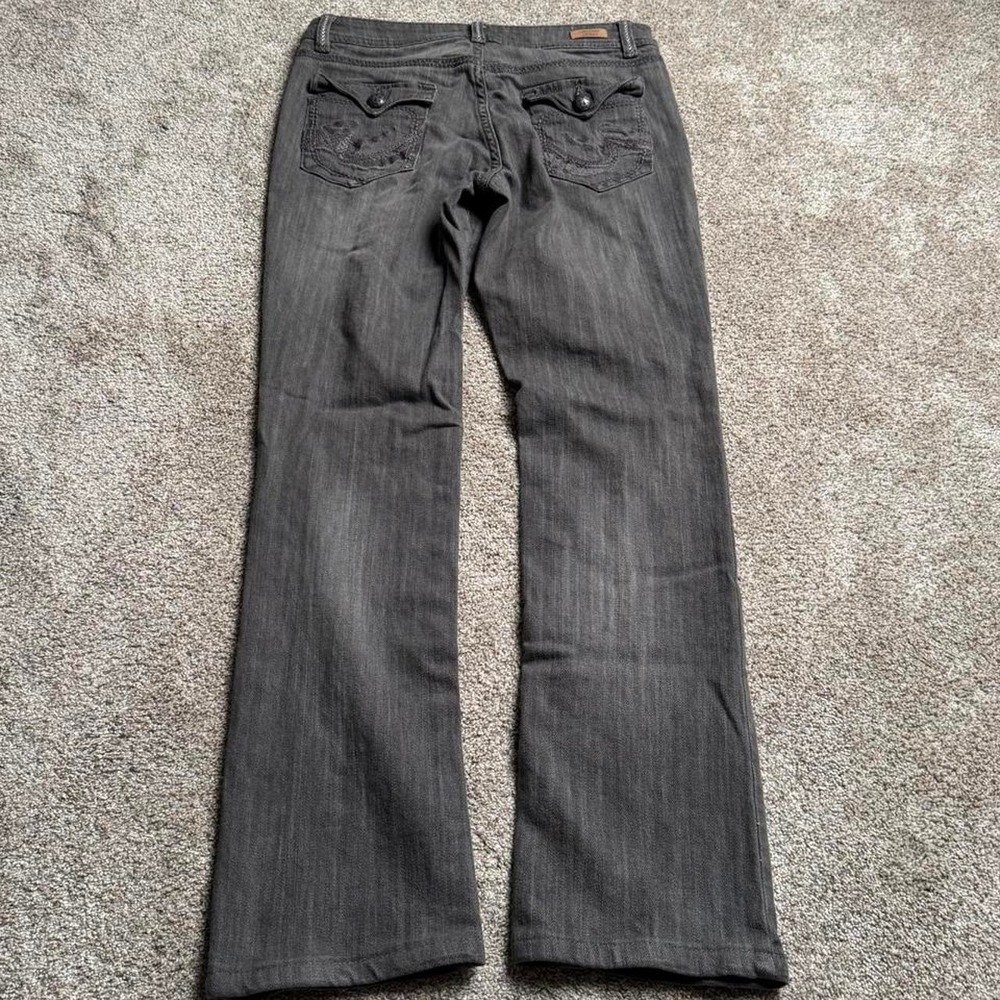 GREY CARTISE "ARROW STITCH" SLIM STRAIGHT BUTTON FLAP DENIM